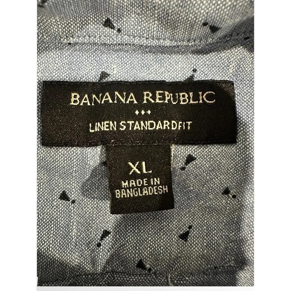 Banana Republic Shirt Mens XL Linen Short Sleeve Standard Fit Pocket Button Up